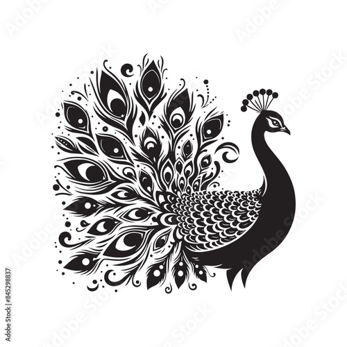 Peafowl Silhouette: Perfect for Nature-inspired Designs and Wildlife Enthusiasts - Peafowl Vector - Peafowl Illustration.