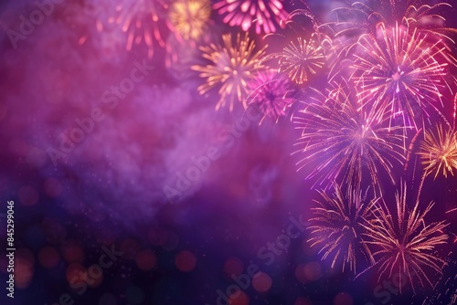 Colorful Festive Fireworks in Night Sky