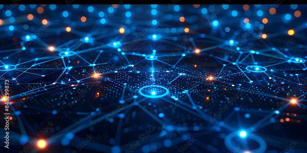 Obraz premium High-Tech Cyber Infrastructure Illuminating the Complex Web of Digital Connectivity and Data Flow
