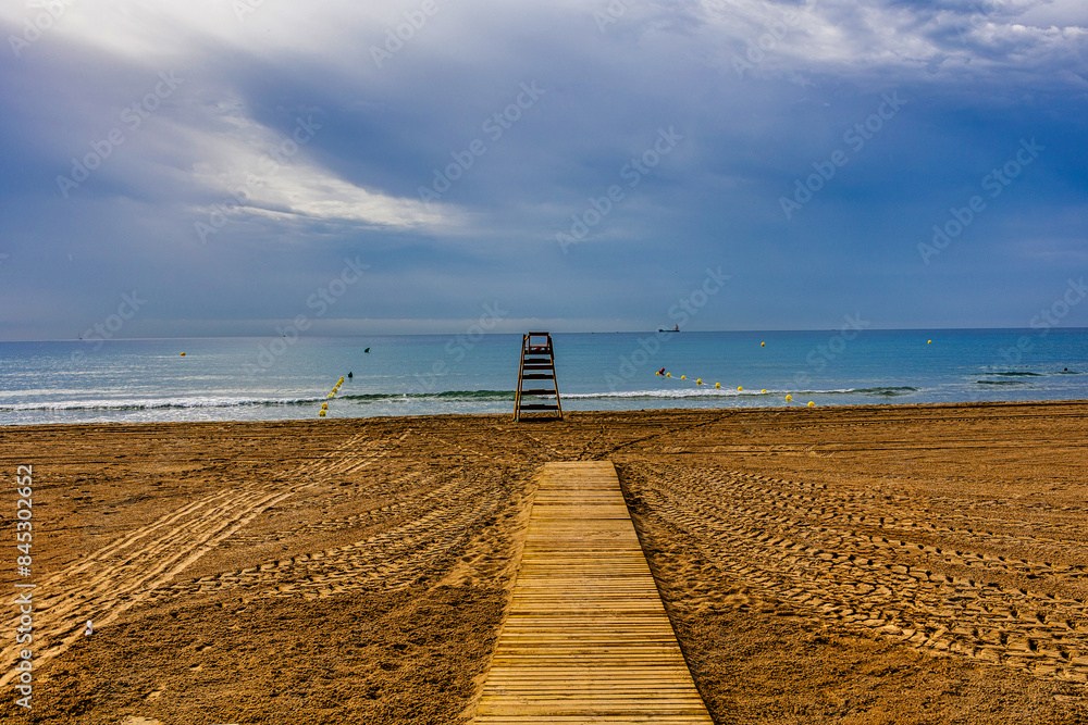 beautiful seaside landscape empty beach postiguet in spain alicante beautiful seaside landscape empty beach postiguet in spain alicante