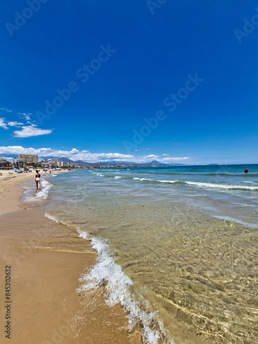  seaside landscape empty beach postiguet in spain alicante photo