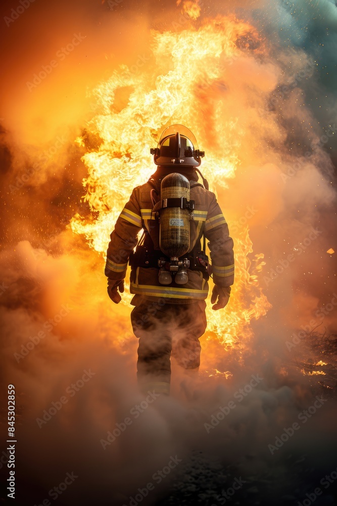 Brave Firefighter Battling Dangerous Fire Brave Firefighter Battling Dangerous Fire