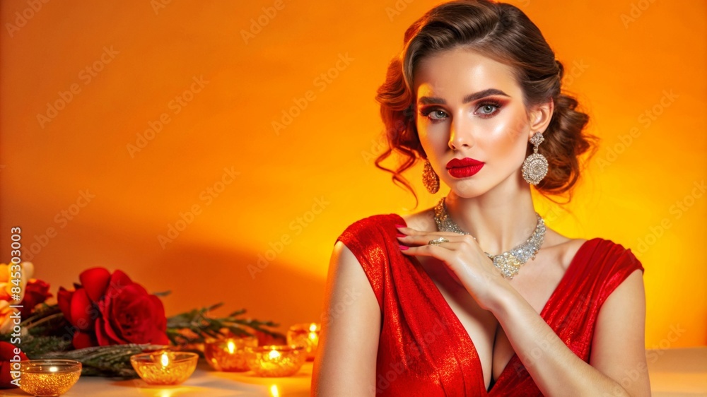 Naklejka premium a young woman with an elegant pose