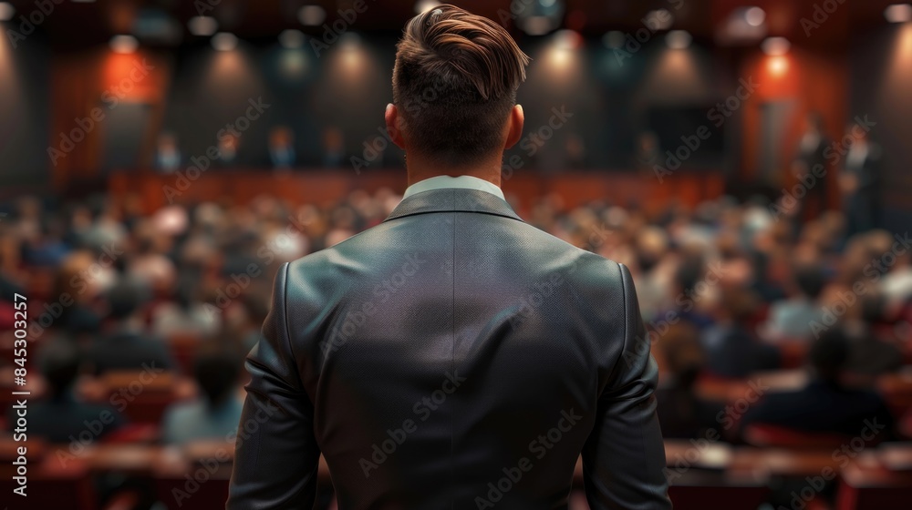 Fototapeta premium Speaker Addressing Crowd at Professional Event
