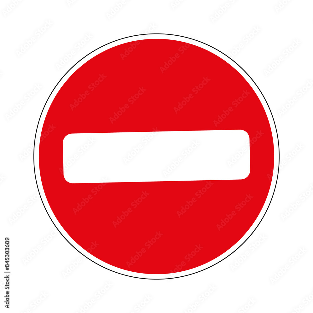 Road sign prohibited entry. A section of road on which vehicles are prohibited from entering. Preventing movement in prohibited directions. Warning road sign. Road sign prohibited entry. A section of road on which vehicles are prohibited from entering. Preventing movement in prohibited directions. Warning road sign.