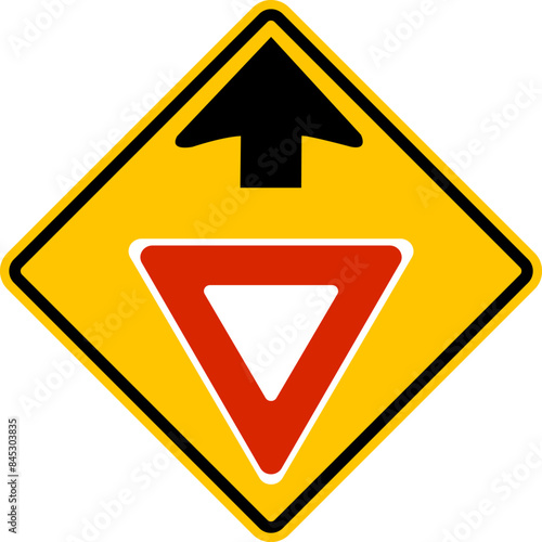 Free Download Sign yield. Road sign ahead that not visible from distance. Sign give way. Reduce speed and give way to other vehicles. Caution, intersection. Diamond road sign. Warning yellow road sign. - GFXLoad