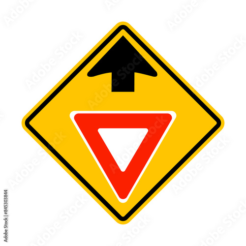 Free Download Sign yield. Road sign ahead that not visible from distance. Sign give way. Reduce speed and give way to other vehicles. Caution, intersection. Diamond road sign. Warning yellow road sign. - GFXLoad