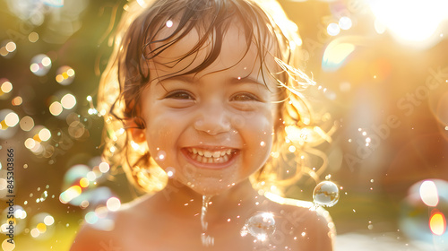 Joyful Child with Bubbles