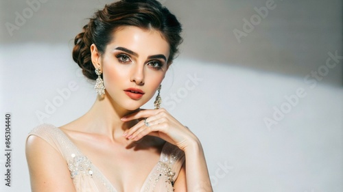 a young woman with an elegant pose