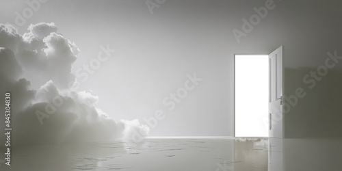 何も無い部屋のドアから覗く白い光 photo