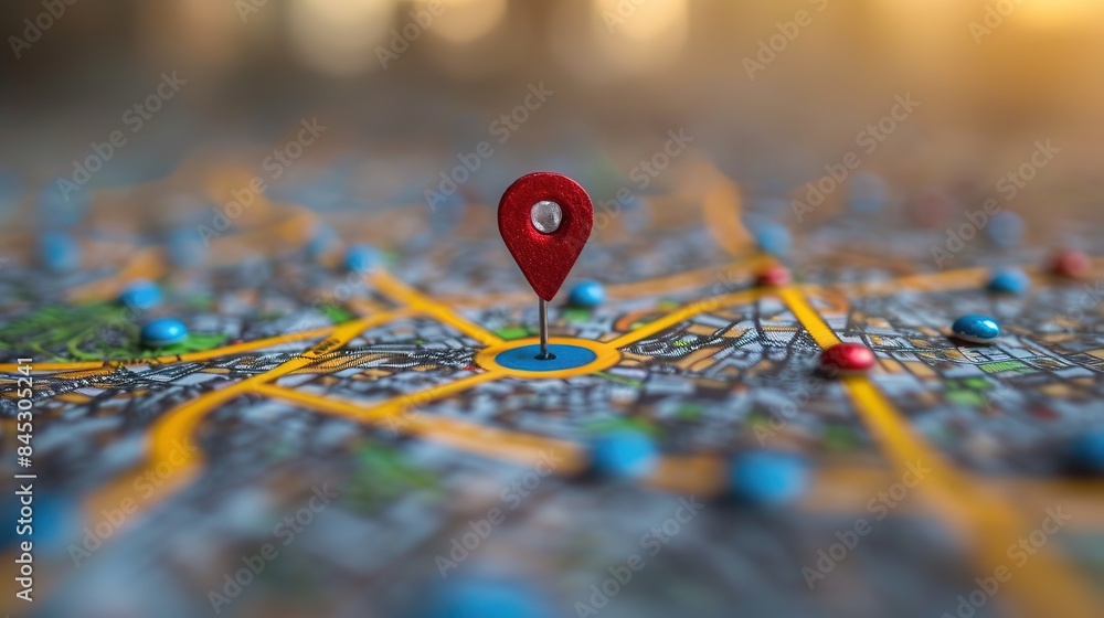 Local SEO concept with map and pin point for business location. Concept Local SEO, Google Maps, Pinpoint Location, Business Directory, Search Engine Optimization