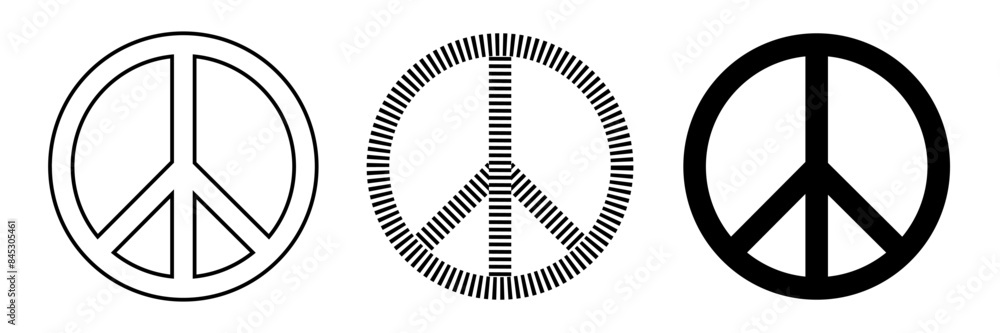 Set of isolated peace symbols on a transparent background. Flat ...
