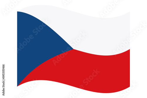 Wavy flag of the Czech Republic, isolated on a transparent background. Vector illustration