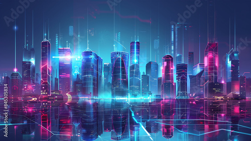 Neon Metropolis: A Cyberpunk Cityscape Reflection for Futuristic Designs