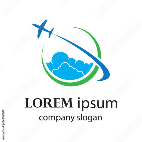 holiday logo design with plane travel