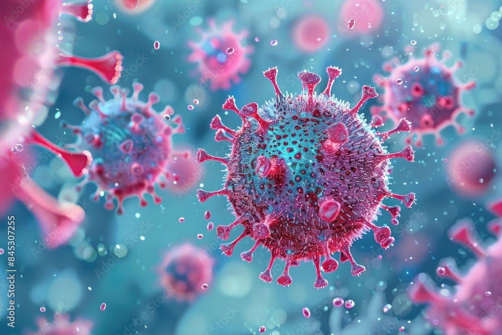 Vivid 3D Illustration of Coronavirus Particles in High Detail Vivid 3D Illustration of Coronavirus Particles in High Detail