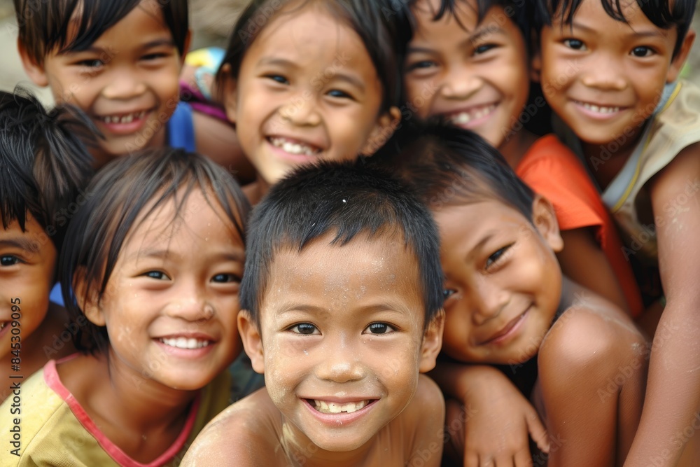 Group of happy asian kids smiling and looking at the camera. Group of happy asian kids smiling and looking at the camera.