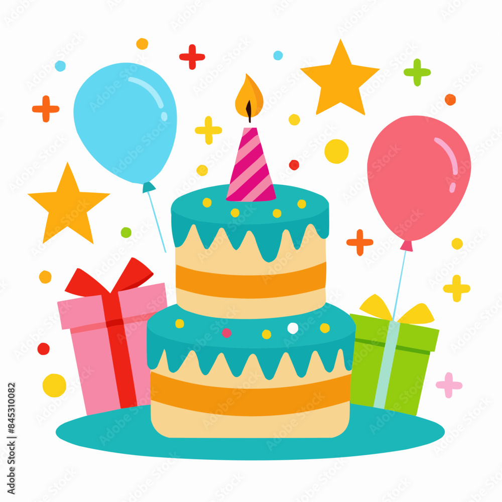 birthday cake with candles and balloons birthday cake with candles and balloons
