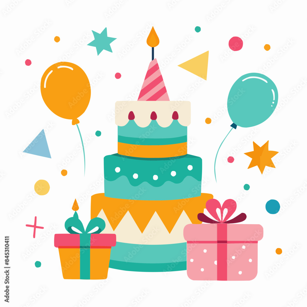birthday cake with candles and balloons birthday cake with candles and balloons