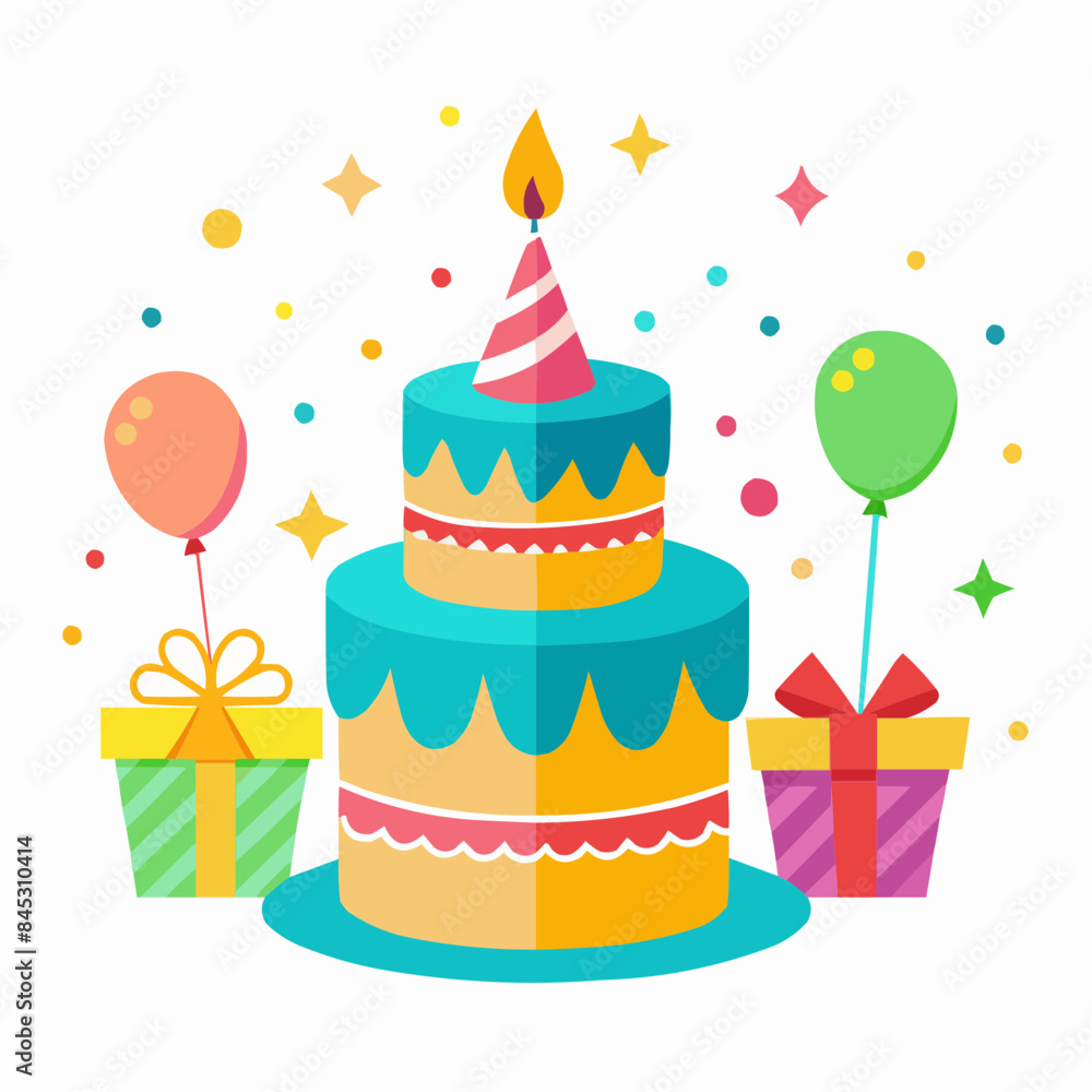 birthday cake with candles and balloons birthday cake with candles and balloons