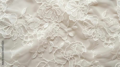 White Lace Fabric Texture CloseUp Shot