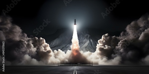 Upcoming rocket launch from garage startup. Concept Space Travel, Rocket Launch, Garage Startup, Innovation, Future Technologies photo