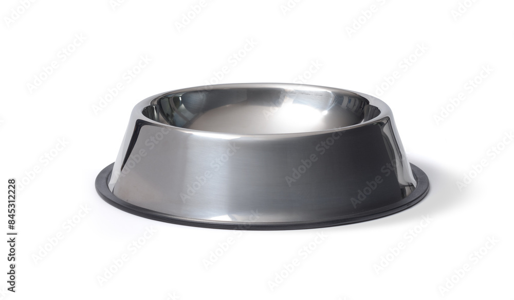 Stainless steel dog empty bowl isolated on white background Stainless steel dog empty bowl isolated on white background
