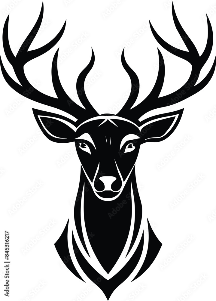 Naklejka premium deer head silhouette isolated on white background eps 10