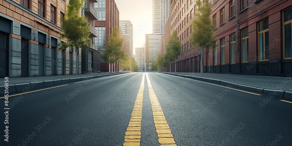 A vibrant street view featuring tall brick buildings, illuminated by daylight and lined with neatly kept trees, perfectly encapsulating urban beauty and day-to-day life. A vibrant street view featuring tall brick buildings, illuminated by daylight and lined with neatly kept trees, perfectly encapsulating urban beauty and day-to-day life.