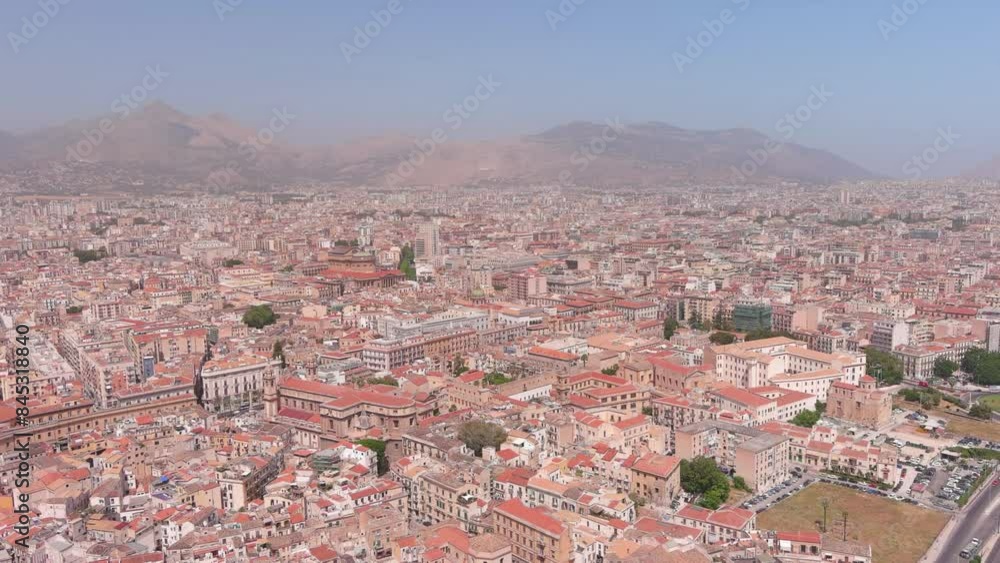 Palermo, Italy: Aerial view of capital city of Sicily island, sunny summer day with clear blue sky - landscape panorama of Europe from above
Palermo, Italy: Aerial view of capital city of Sicily island, sunny summer day with clear blue sky - landscape panorama of Europe from above