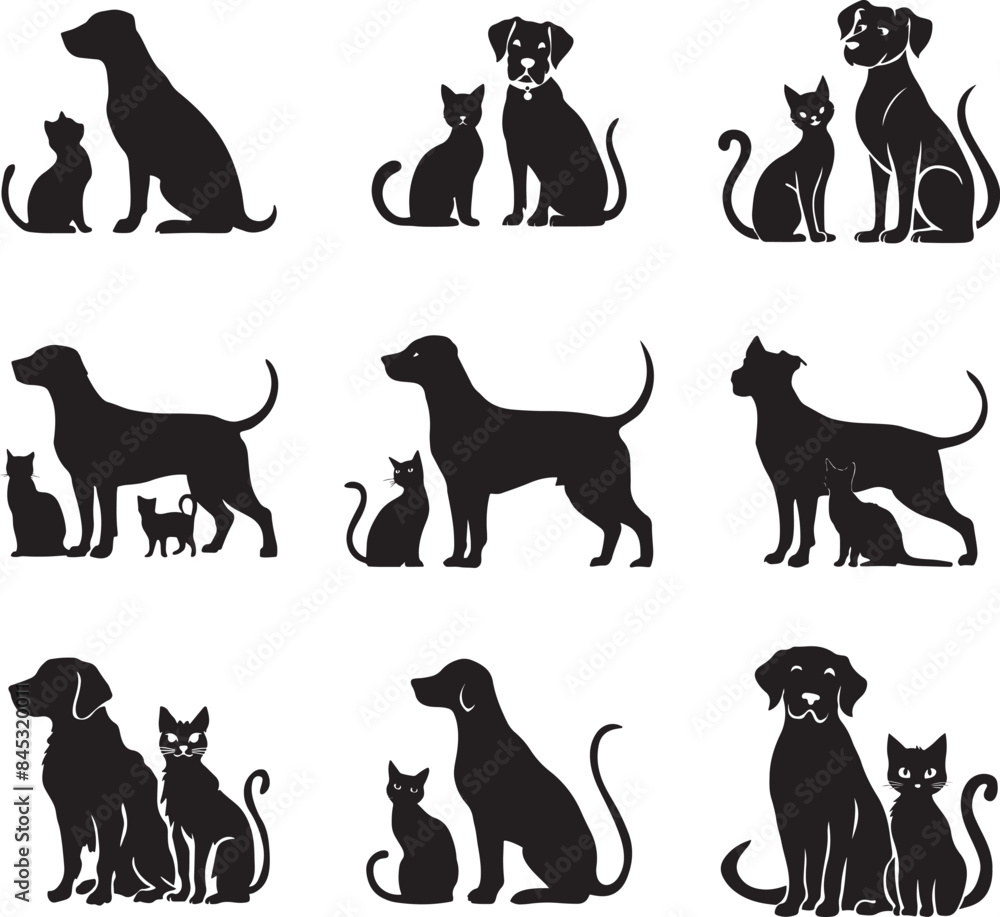 Dog and Cat silhouette Dog and Cat silhouette