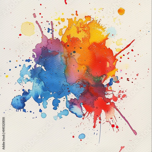 Bright watercolor spots, blots on sheets of paper.