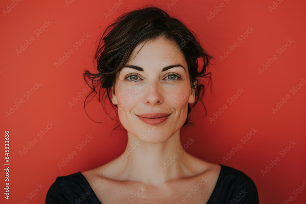Fototapeta premium A close up portrait of a woman with a subtle smile