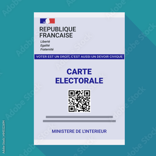 French Electoral card in flat design style on blue bbackground with long shadow