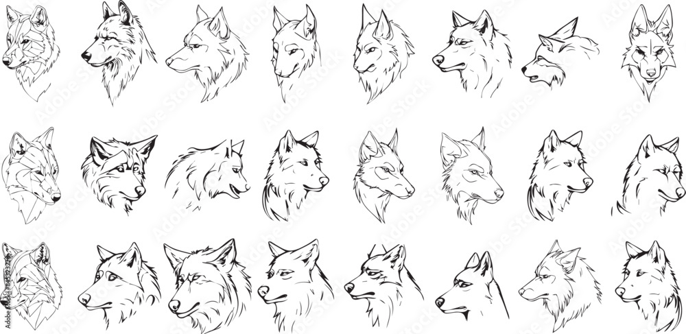 silhouette of animal , wolf icon set isolated on white background silhouette of animal , wolf icon set isolated on white background