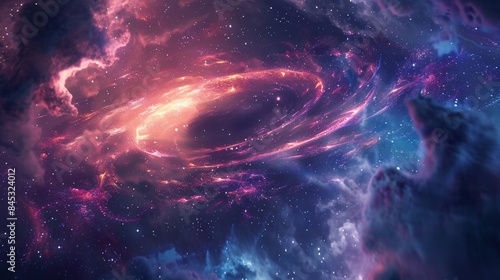 Galactic Nebula with Fiery Swirls
