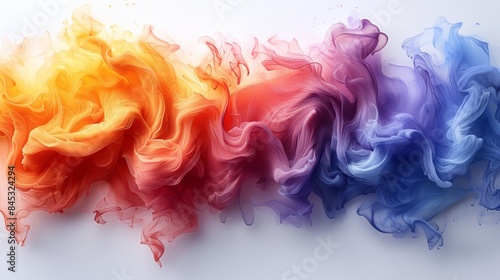 Watercolor splash of multicolor waves on white background. Artistic Color Explosion