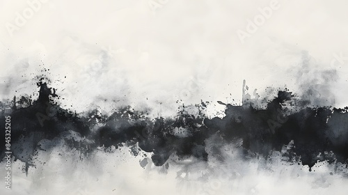 Watercolor abstract on parchment in black and white, with expansive areas for custom text.