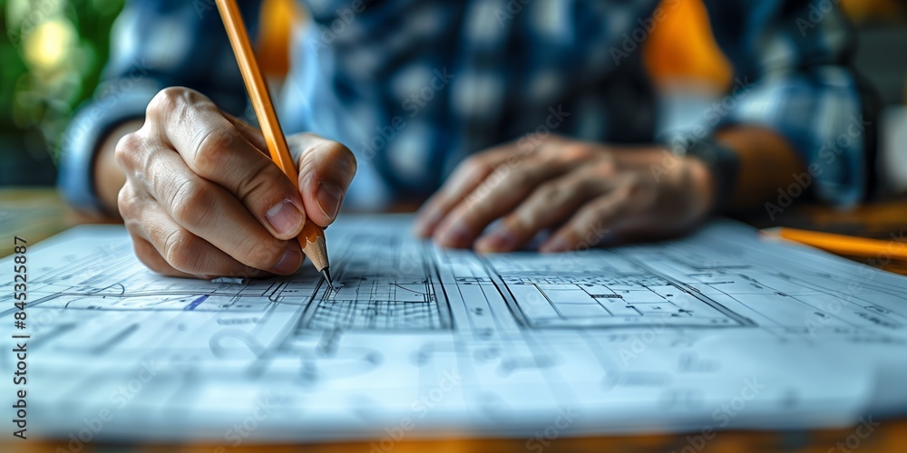 Architect Drawing Plans Close-Up Image for Architecture & Design Websites Architect Drawing Plans Close-Up Image for Architecture & Design Websites