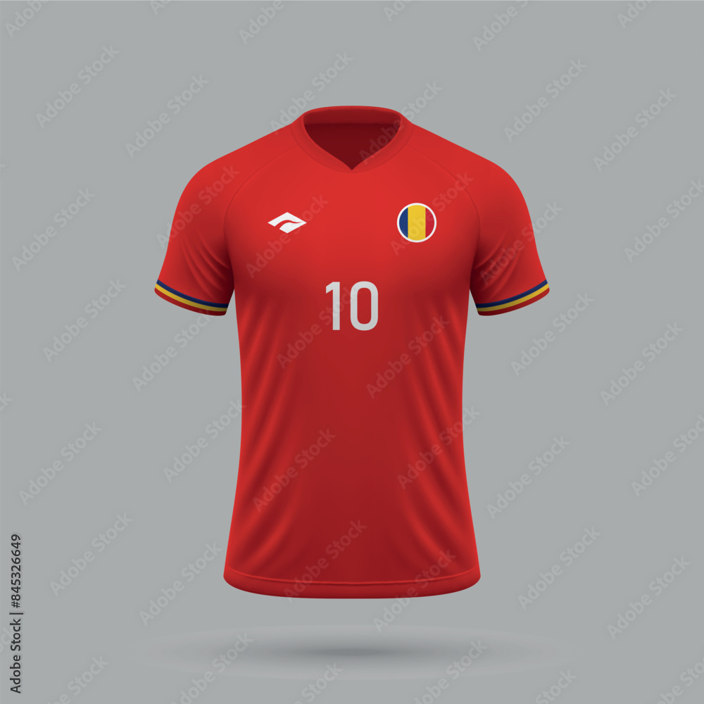 Fototapeta premium 3d realistic soccer away jersey Romania national team 2024