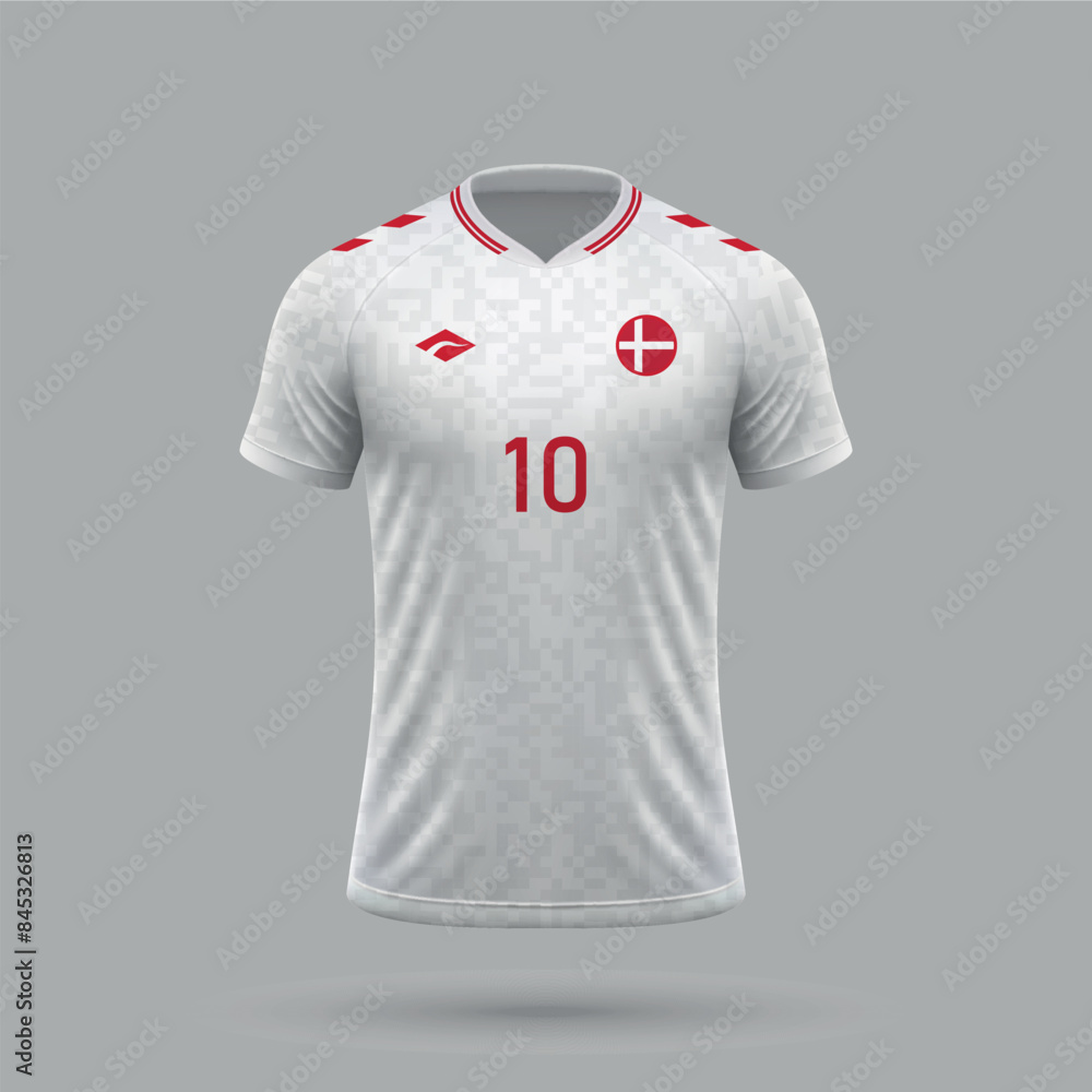 Fototapeta premium 3d realistic soccer away jersey Denmark national team 2024