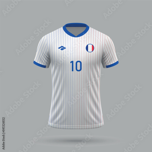3d realistic soccer away jersey France national team 2024