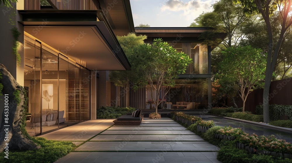 A Modern House With A Natural Landscape. A Modern House With A Natural Landscape.