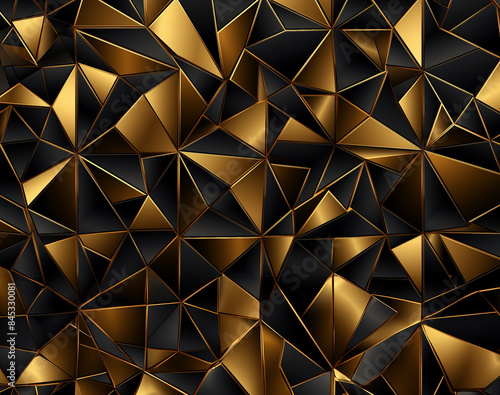 Black and gold geometric background.. GenerativeAI, Gold triangle wallpaper. luxury background