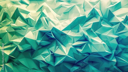 Create a captivating cartoon low poly abstract geometric background featuring modern gradient colors like blue green