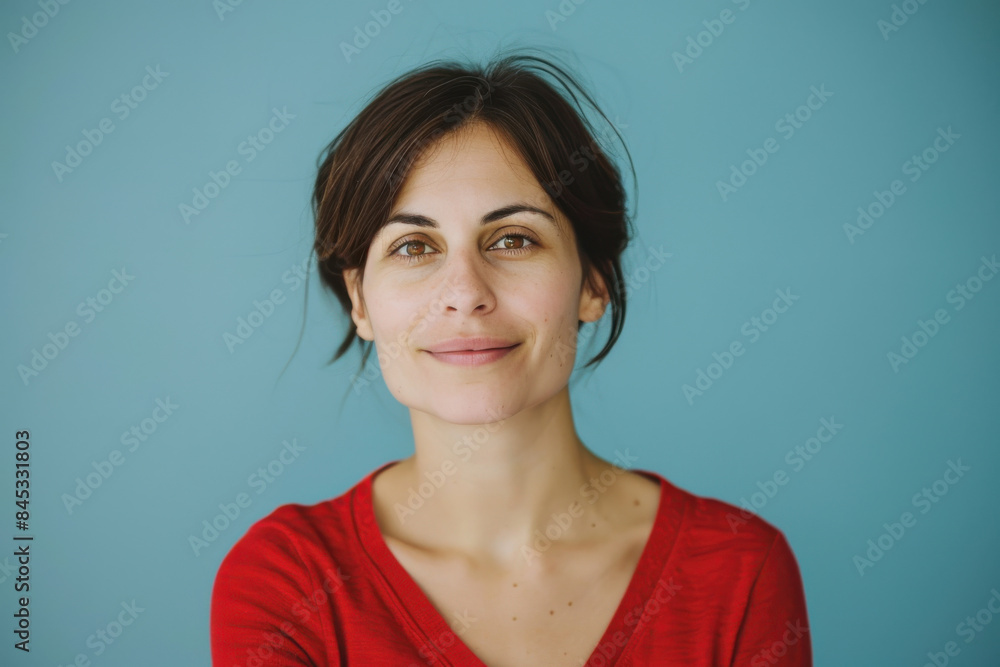 Fototapeta premium A close up portrait of a woman with a subtle smile