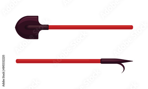Shovel. A fireman s shovel. A firefighter s tool. A rescue device. Vector illustration isolated on a white background