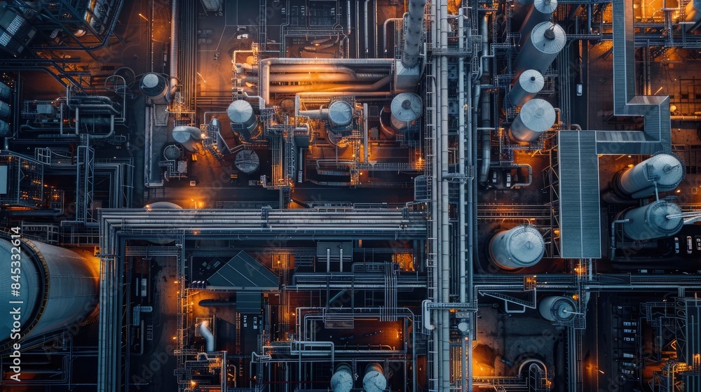 Industrial and Manufacturing Engineers and technicians working in industry refinery or power plant with blurred lights and structures in the background Industrial and Manufacturing Engineers and technicians working in industry refinery or power plant with blurred lights and structures in the background