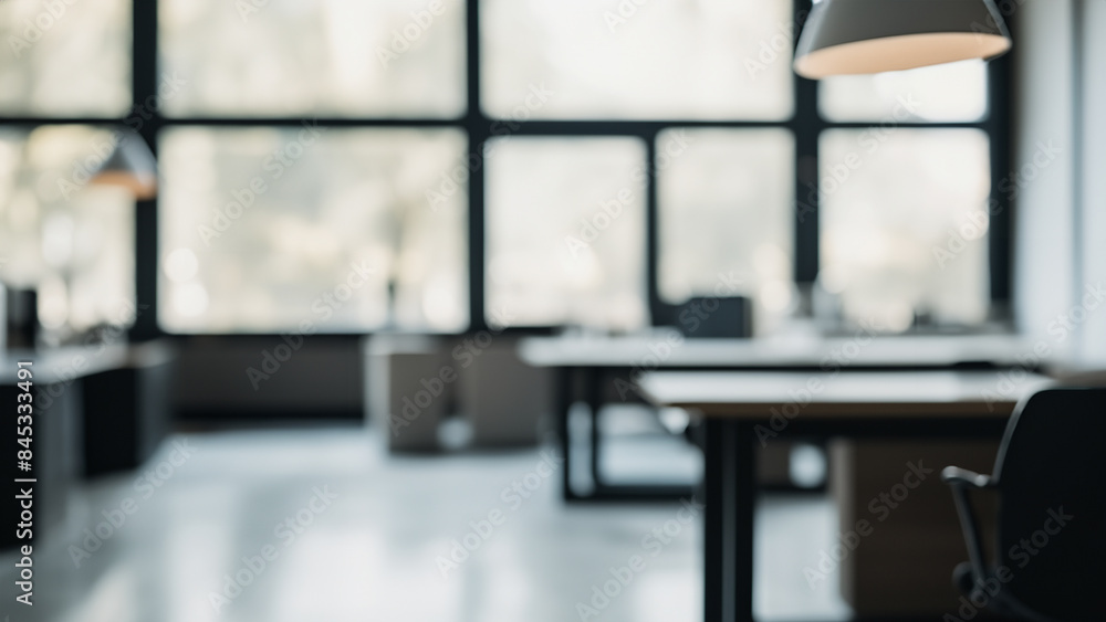 Blurred Modern Office Space with Large Windows Blurred Modern Office Space with Large Windows