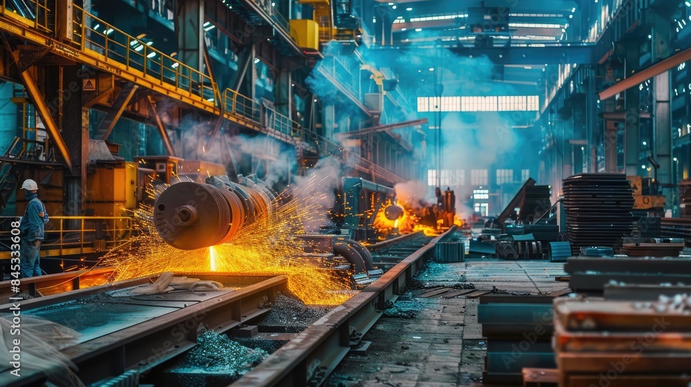 Industrial and Manufacturing Engineers and technicians working in industry refinery or power plant with blurred lights and structures in the background Industrial and Manufacturing Engineers and technicians working in industry refinery or power plant with blurred lights and structures in the background